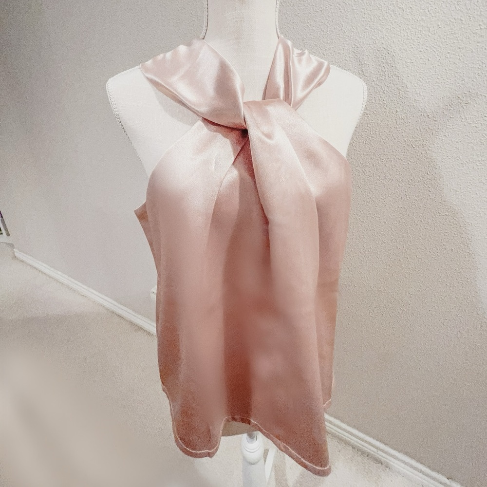 Pink Textured Satin Twist Halter Blouse || NEVER WORN || PERFECT CONDITION ||